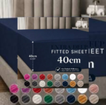 Extra Deep Fitted Sheet 40 Cm (16 Inch) Pocket Soft Brushed Microfiber Mattress Bed Sheet Breathable, Shrink & Fade Resistant All Around Elastic, Machine Washable Sheet For Home Bedroom